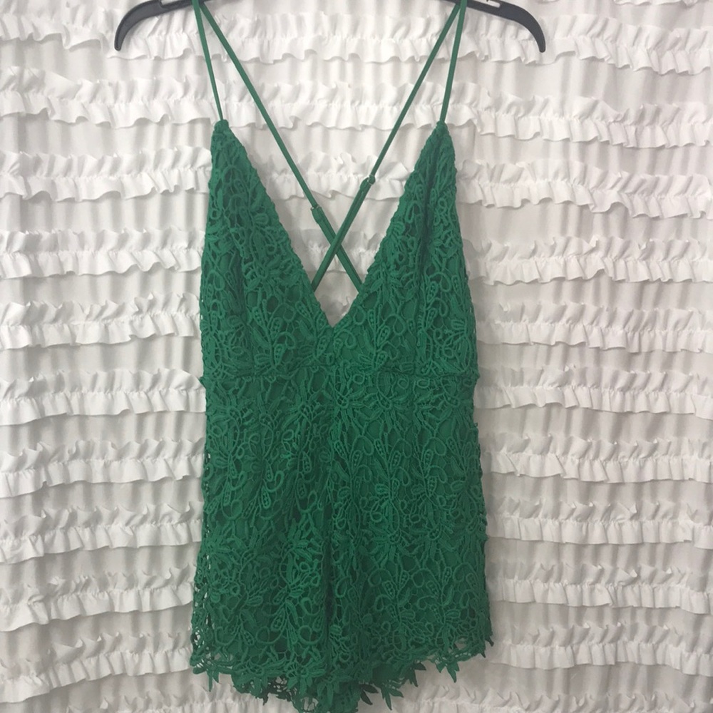 NWT Emerald Green Lace Romper